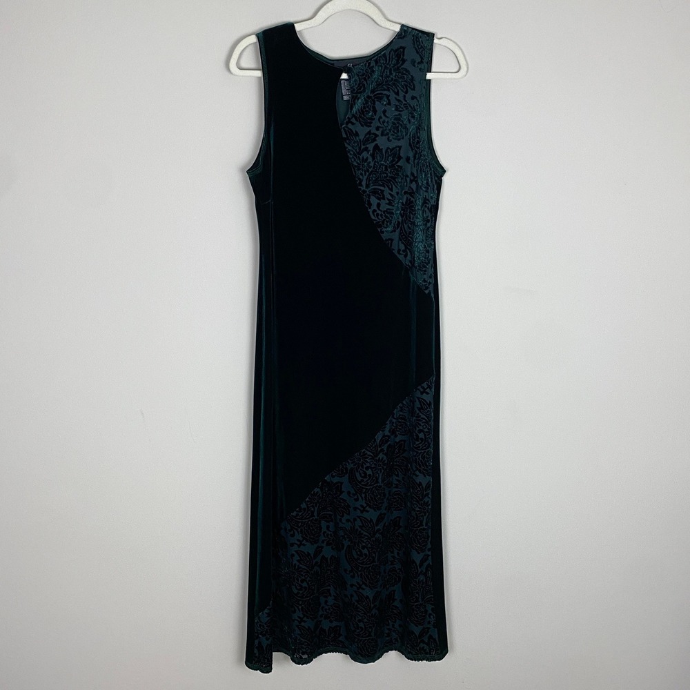 Vintage Carole Little Velvet Burnout Floral Midi Dress Womens 12 Holiday